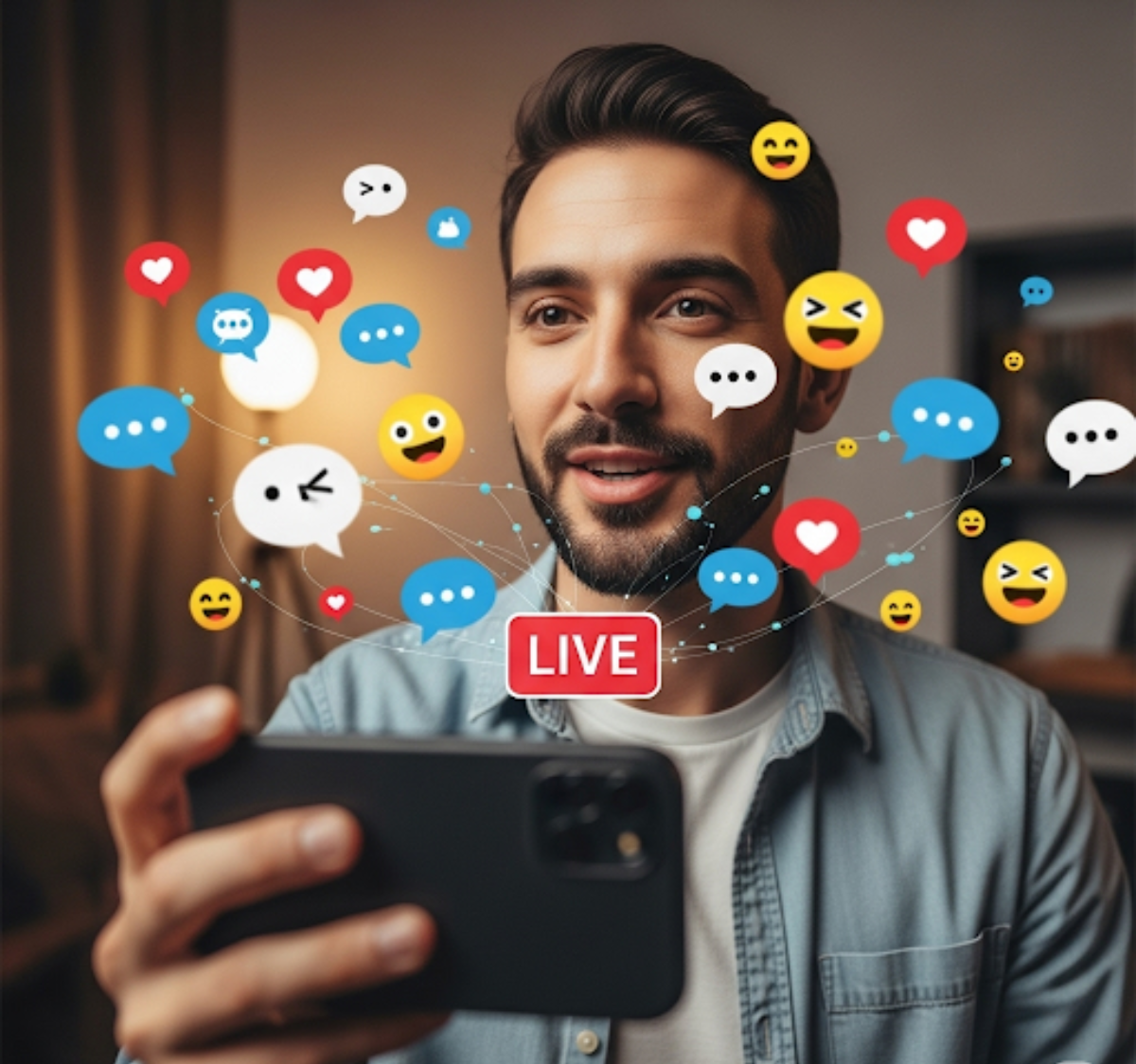 Live stream audience engagement, interaction icons